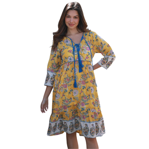 Vestido mini estampado para mujer con cuello cuadrado y corte en A - Product Image 2