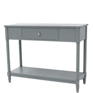 Mesa Consola de Madera Maciza Mindi Bobby Collection con Cajón, Acabado Gris, para Pasillo y Dormitorio - Product Image 1