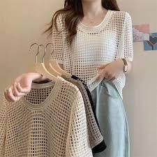 Women casual high quality 2026 street fashion o neck short sleeve tshirt summer knitted anti pilling customizable logo style <b>top</b> - Product Image 1
