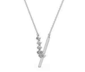 Collar Brillia Bar con Colgante de Diamante Cultivado en Laboratorio de 0.210 Quilates, 7 Piezas, Barra Vertical, Oro Amarillo, Rosa o Blanco de 9K, 14K o 18K, Regalo de Joyería - Product Image 2