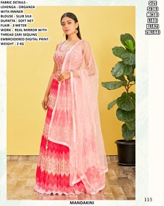 Lehenga Choli Tradicional de Seda Slub con Espejos, Largo hasta el Suelo, para Bodas y Fiestas, de Secado Rápido y Protección Solar, Marca Meherbaan - Product Image 6