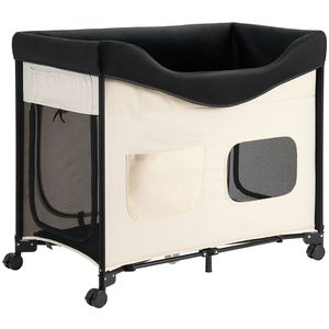Cuccia Rialzata Pieghevole per Animali Domestici in Alluminio, Letto a Castello per Cani in Tessuto Oxford 600D e Velluto Olandese, Portatile con Ruote e Supporti Laterali - Product Image 3