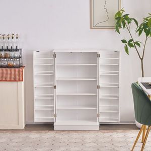 Credenza Bianca Semplice 103,5*60*30cm con Ripiani Regolabili in Triamina e Armadietto con Porta - Product Image 2