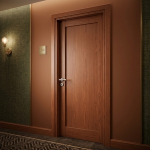 Puerta Interior Moderna de Madera de Caoba con Chapa de Madera, Puerta de Madera Sólida para Dormitorio, Cocina, Apartamento, Casa, Apertura Lateral - Product Image 6