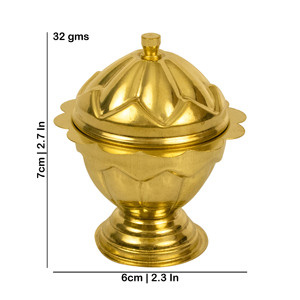 Brass Rachan Kumkum <b>Box</b> <b>with</b> <b>Lid</b> for Pooja, Gifting and Traditional Home <b>Decor</b> Accent for All Homes - Product Image 2
