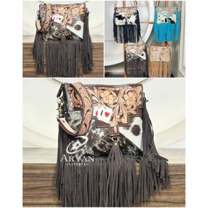 New 2026 Premium Handcrafted Genuine Cowhide Leather Crossbody Fringe Bag Designer Floral Pattern OEM ODM Perfect for Women's - Product Image 1