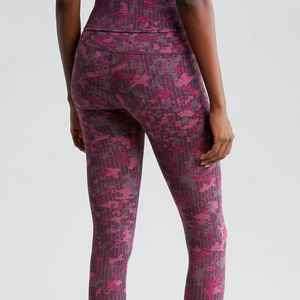 High Waist Full Length Leggings Women Sporty Print Stretch Knitted Spandex Polyester Pattern - Product Image 3