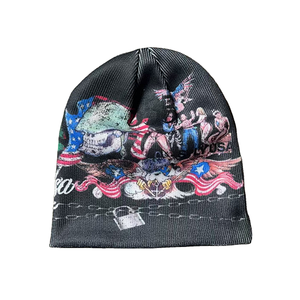 Wholesale Custom Logo Embroidery Custom Sublimation All Over Printed Unisex Knit <b>Winter</b> Cuffless Beanie <b>Hat</b> LOW MOQ - Product Image 5