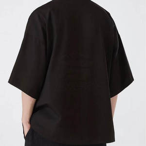<b>Men's</b> Black Oversized <b>Kimono</b> <b>Jacket</b> Casual Full Sleeve Print Eco-Friendly Sporty Poplin Shirt Autumn Wear - Product Image 5