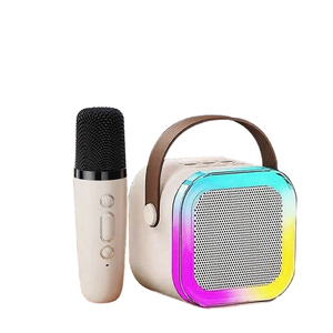 Altavoz de karaoke portátil con micrófono inalámbrico dual y luz LED – Sistema de reproductor de música mini KTV - Product Image 1