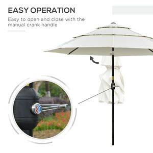 Ombrellone da Patio Beige a 3 Livelli con Manovella e Pulsante di Inclinazione per Terrazza e Giardino, Raggio di 2,7 m, Ideale per Cortili e Palestre - Product Image 5