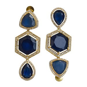 Pendientes Huggie Geométricos de Latón Chapado en Oro con Circonitas, Corte Pera, Engaste Biselado, Joyería Bohemia para Mujer, para Boda - Product Image 4