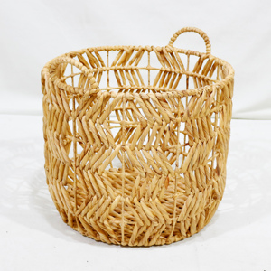 Ensemble de paniers de rangement écologiques en jacinthe d'eau naturelle tressée à la main, avec poignées, pour organiser et empiler - Product Image 2