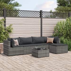 Ensemble de 5 meubles de jardin en rotin PE gris pour patio - Product Image 1