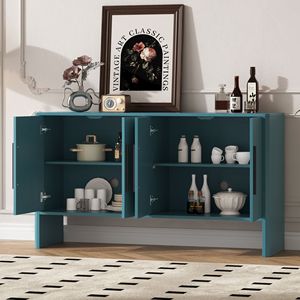 4-Door Retro <b>Sideboard</b> with Adjustable Shelves and Long Handles Large Storage for Kitchen Dining and Living Room - Product Image 3