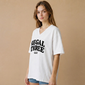 เสื้อยืดคอวีทรงหลวมสำหรับผู้หญิงไซส์ใหญ่ ผ้าฝ้ายปักลายเรียบง่าย สไตล์ลำลอง สตรีทแฟชั่น แขนสั้น เป็นมิตรต่อสิ่งแวดล้อม - Product Image 3