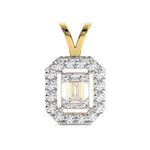 Colgante de Diamante Cultivado en Laboratorio con Corte Esmeralda y Halo, 1 Quilate, Certificado IGI, D VVS2, Corte Escalonado, Oro Amarillo de 10 Quilates, Joyería de Lujo, Regalo para Fiesta - Product Image 1