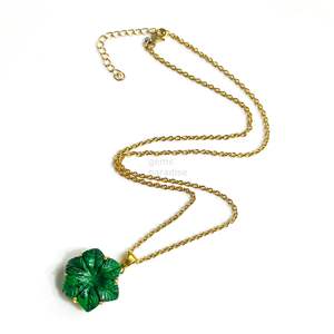 Collar con colgante de flor de malaquita tallada a mano para mujer, piedra preciosa de malaquita, venta al por mayor - Product Image 6