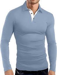 Premium <b>Men</b>’s Long Sleeve <b>Polo</b> | Breathable Birdseye Mesh Technical <b>Shirt</b> | Contrast Placket Slim Fit <b>Polo</b> - Product Image 3
