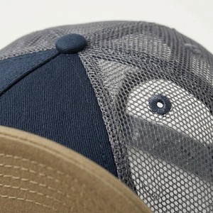 Unisex <b>Navy</b> and Khaki Trucker Cap Breathable Mesh Snapback <b>Hat</b> Casual Outdoor Baseball Cap Adjustable Streetwear Fashion - Product Image 3