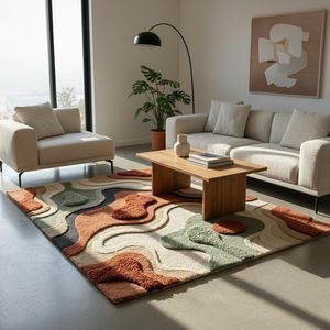 Modern Abstract Embossed Hand <b>Tufted</b> Wool <b>Rug</b> - Product Image 5