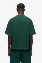 Ensemble T-shirt et short vert foncé surdimensionné pour homme, tenue décontractée d'été, streetwear, deux pièces, coupe classique, 100% coton respirant - Product Image 2