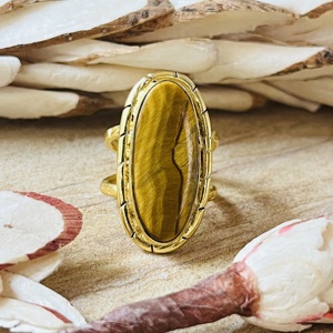 Luxury Style High Demand Boho Tiger Eye <b>Rings</b> Chunky Brass <b>Ring</b> Womens 18k Gold Plated Oval <b>Statement</b> <b>Ring</b> For Wholesale/OEM/ODM - Product Image 4