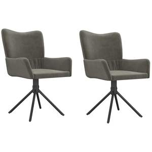 2 chaises de salle à manger pivotantes en velours gris foncé - Product Image 2