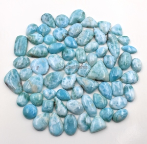 Lot de cabochons en larimar naturel, pierres précieuses lisses et non montées, formes variées, larimar qualité A, 100% larimar naturel. - Product Image 2