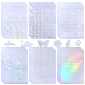 Hojas de Etiquetas Holográficas A4 |   Pegatina Transparente Autoadhesiva |   Impermeable |   Manualidades y Decoración DIY (Paquete de 36) - Product Image 1