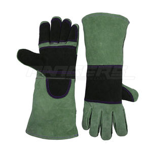 Gants de soudage en cuir de vachette noir et gris, gants de sécurité industriels de 16 pouces, résistants à la chaleur, vente en gros - Product Image 4