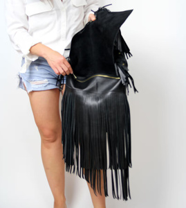Premium Genuine Leather Fringe Handbag for Women – Vintage Boho Style Shoulder <b>Bag</b> with Tassels & <b>Studded</b> Detail - Product Image 5