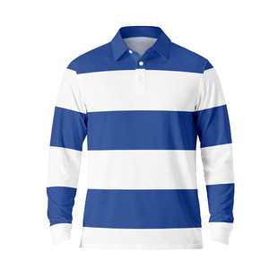 <b>Men's</b> Long Sleeve Color Blocked Polo <b>Shirt</b> Knitted Striped Casual Style Button Collar Regular Fit 2027 - Product Image 5