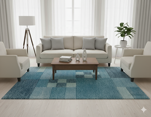 Alfombra geométrica abstracta de lujo-Alfombra indo-nepalí hecha a mano para mayoristas - Product Image 1