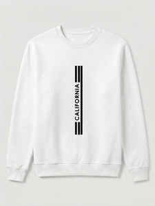 Sudadera de punto de algodón blanca para hombre, cuello redondo, corte regular, estampado minimalista de California en la parte delantera, para otoño - Product Image 1