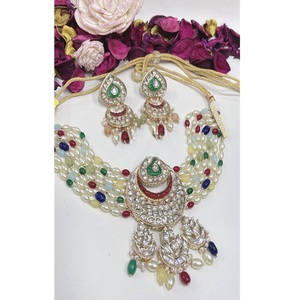 Beautiful Premium Quality Gold Plated Ethnic Moissanite Necklace <b>Set</b> Earring Wedding Engagement <b>Gift</b> Party Wear Jewelry <b>Women</b> - Product Image 1
