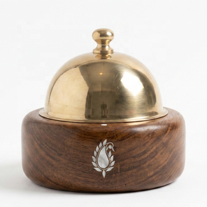 Handcrafted Wooden Casserole Hot <b>Pot</b> with Stainless Steel Cloche <b>Lid</b> & Shell Inlay Decorative Food Warmer for Gulf Wholesale - Product Image 1