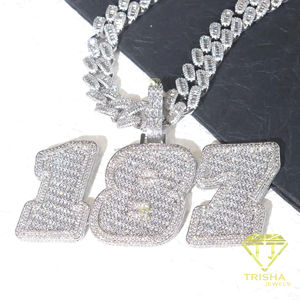 Collier chaîne cubaine avec pendentif 183 serti de pierres de haute qualité, bijoux hip-hop streetwear - Product Image 4