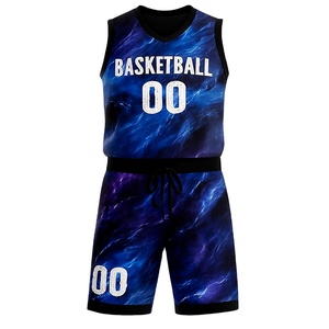 ชุดบาสเก็ตบอลแบบมีรูปร่างเหมือนทีมชุดบาสเก็ตบอลมีหมายเลขและกางเกงขาสั้นสไตล์กราฟิกสายฟ้าผ่าแบบกำหนดเอง - Product Image 3