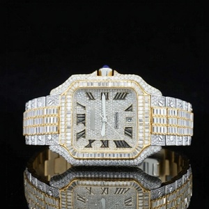 Montre intelligente de luxe rétro style baguette, cadran blanc 41 mm, bracelet en acier inoxydable, design unisexe, diamants Moissanite - Product Image 1