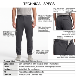 กางเกงยูทิลิตี้ผู้ชายผ้าเมอริโนผสมไนลอนทรงเรขาคณิตแบบสบายๆ รุ่น Commuter Sweatpants ไซส์ XS กางเกงยูทิลิตี้ผ้าเมอริโนผสมไนลอนแบบสบายๆ รุ่น Commuter Sweatpants - Product Image 5