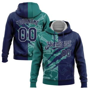 Sweat à capuche personnalisé pour homme avec nom, numéro et design color block, en polaire polyester respirant, idéal pour l'hiver - Product Image 3