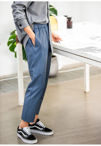 NOUVEAU Pantalon Femme en Cuir Véritable 100% Naturel, Coupe Ample et Fuselée, Taille Élastique, Décontracté - Product Image 2