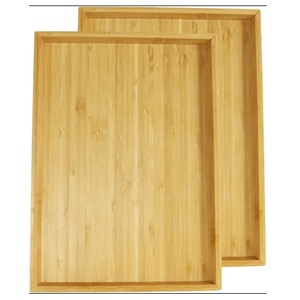 Bandeja Rectangular de Bambú para Servir con Bordes Elevados, Bandeja Ecológica de Madera para Desayuno, Comida, Cocina, Restaurante, Hotel - Product Image 1
