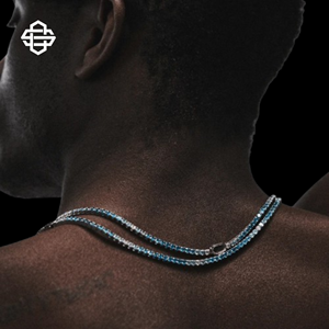 Cadena de Plata de Ley 925 con Incrustaciones de Zafiro Azul Estilo Hip Hop para Hombre y Mujer, Regalo de Boda, Lujosa y Brillante - Product Image 3