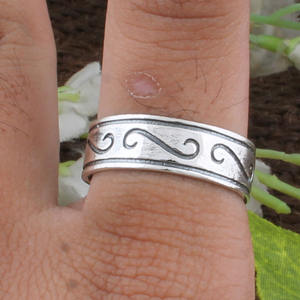 Handmade 925 Sterling <b>Silver</b> Beaded <b>Stacking</b> <b>Ring</b> Artisan Design Bezel Setting Minimalist Boho Wedding Jewelry Wholesale - Product Image 6