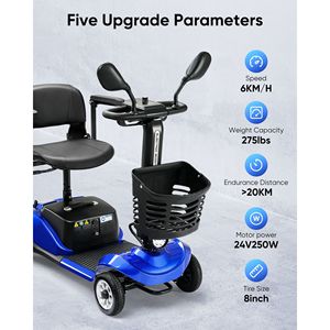 Scooter Elettrico Pieghevole Compatto a 4 Ruote con Cestino e Luce per Viaggi, Facile Mobilità per Disabili - Product Image 2