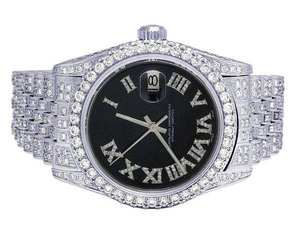 Reloj BOJ R.O.L.E.X.016 para Hombre, con Números Romanos, Moissanita, de Lujo, Cuarzo Analógico, Acero, 41MM, Resistente al Agua 3BAR, Estilo Hip Hop - Product Image 1