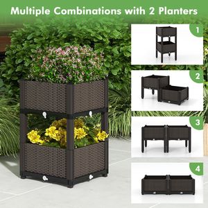 Kit de jardinières surélevées en plastique pour fleurs et légumes, lot de 2 - Product Image 6