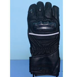 Gants de moto noirs en cuir de vachette avec logo personnalisé, pour l'hiver, style racing, avec protection des articulations. - Product Image 5